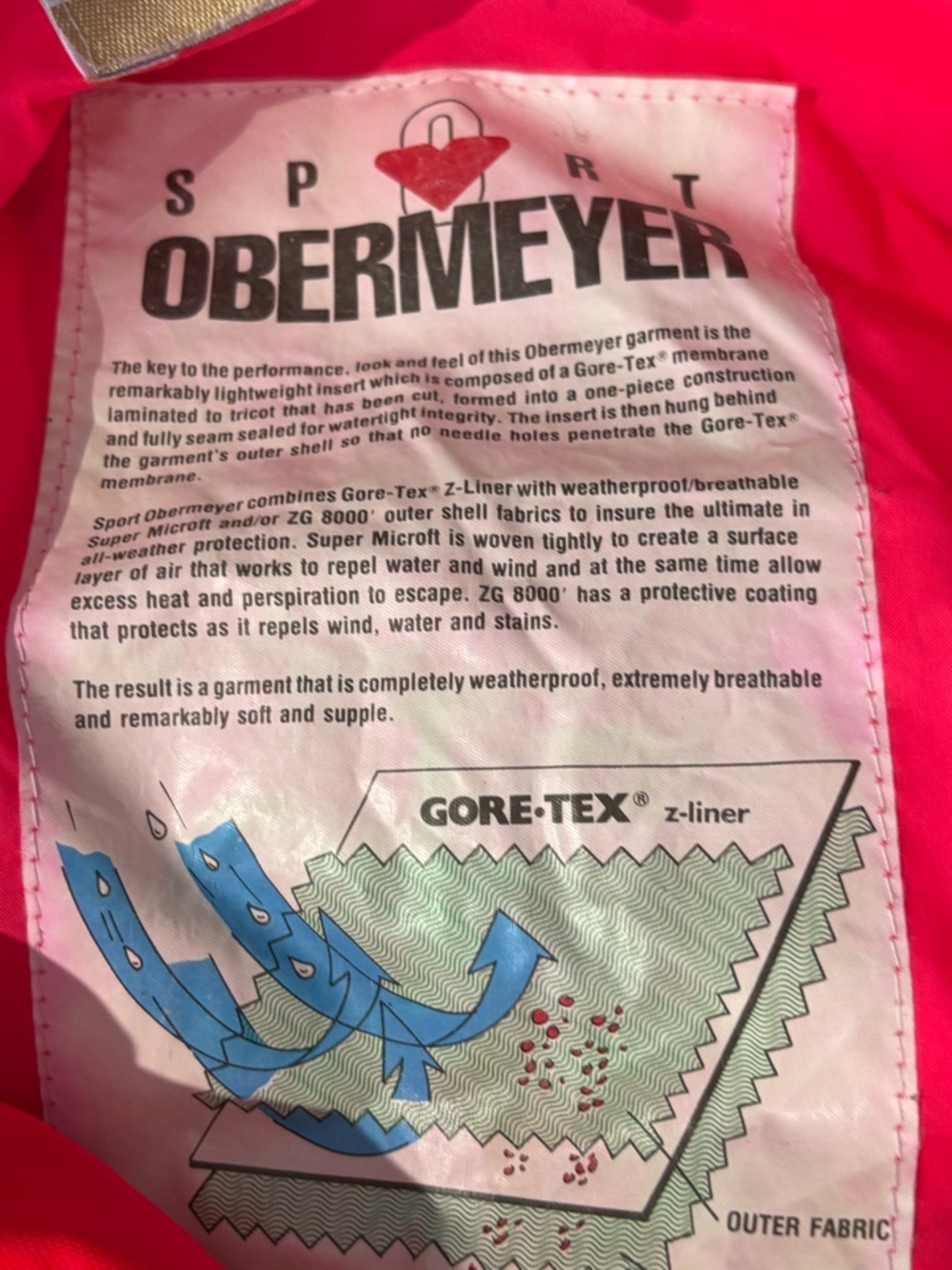 Vintage Obermeyer Gore Tex One Piece Ski Snow Suit Bib Womens Sz 10 Neon Pink - Picture 8 of 8